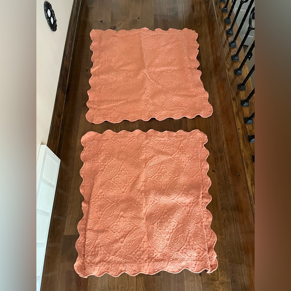 Set of 2 Euro shams linen source light orange color 29 X 29